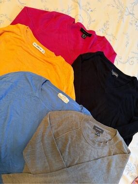 Set of 5 Zara Bright Color Knit Sweaters - Pink, Orange, Blue, Black
